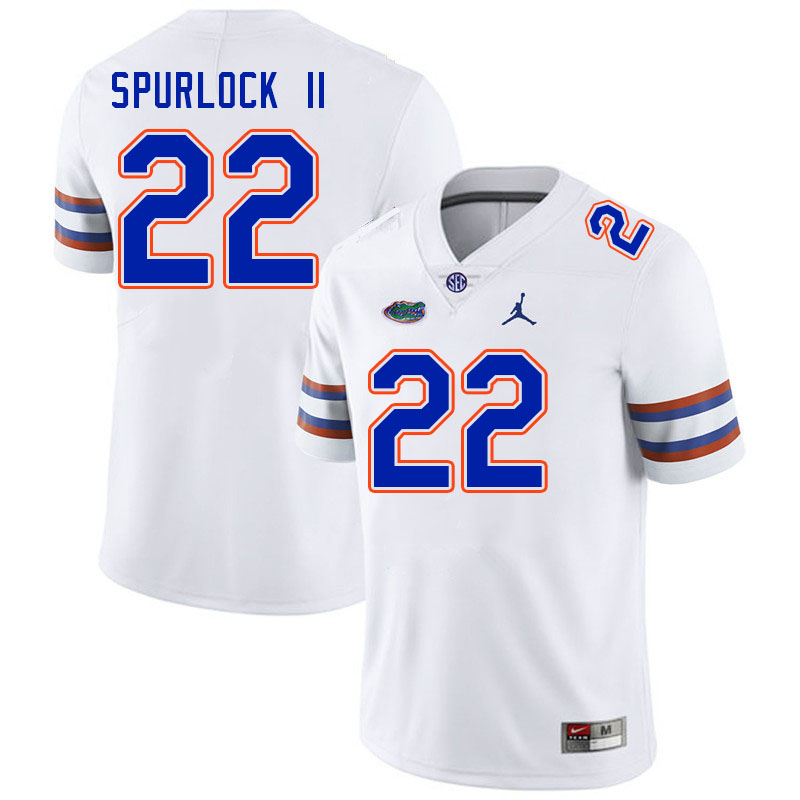 Men #22 Deuce Spurlock II Florida Gators College Football Jerseys Stitched-White - Click Image to Close